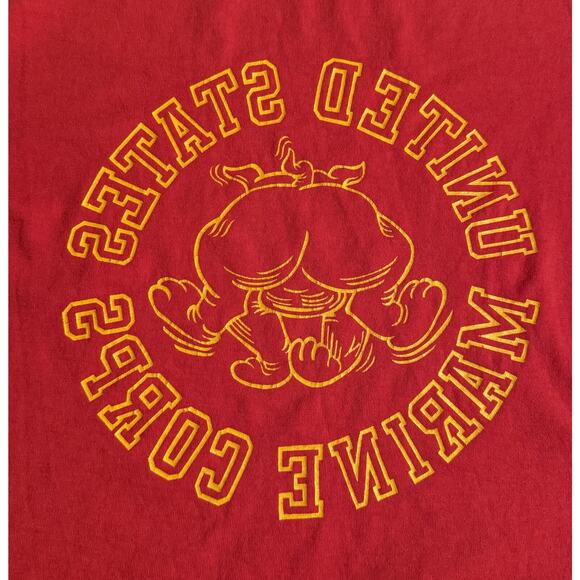 RARE USMC Marine Corps Devil Dog USA Made 2 Sided Graphic T Shirt Large Read - Picture 8 of 9